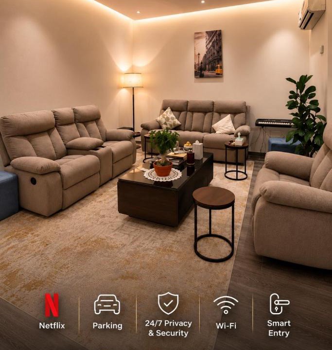 Riyadh Apartment | Modern 1BR Cozy Living Room Kitchen Prime spot