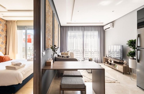 Casablanca Apartment | The Twenty-Six Palmier by IB Signature - Design 1Bedroom Apt with Wifi, Parking, Self check-in, 24 x7 Security - City View with terrace - Walk to Cafes! City Centre, Tram
