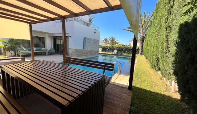 Luxury 3-bedroom villa in marvelous Taghazout 500 m From Beach-Pool and Garden