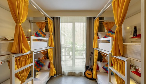 Bed in 6 Bed Female Only A/C Dormitory Room with Balcony and Ensuite Bathroom